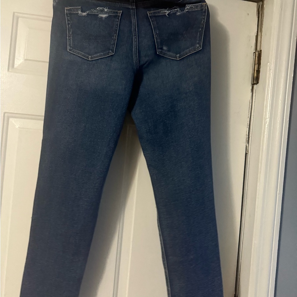 American Eagle Outfitters Women's Ripped Dark Blue Skinny Jeans - Picture 9 of 12